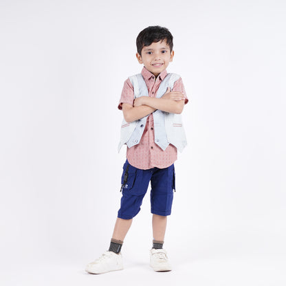 Boys 3pc Lining Shirt with West Coat & Short