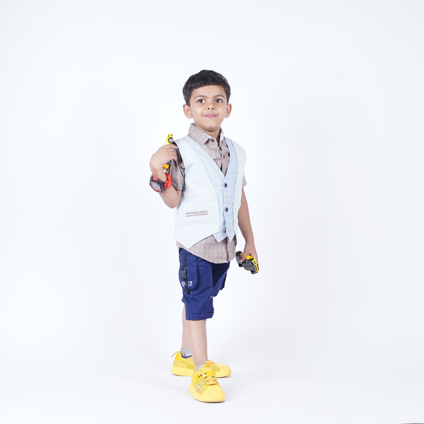 Boys 3pc Lining Shirt with West Coat & Short