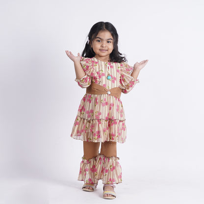 Girls Fancy Stripe 2 Color Top with Pajama