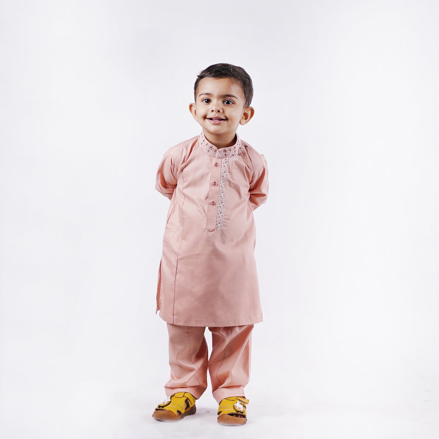Boys Pink Shalwar Kameez with Embroidery