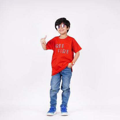 Boys Free Fire Logo Design Tshirt