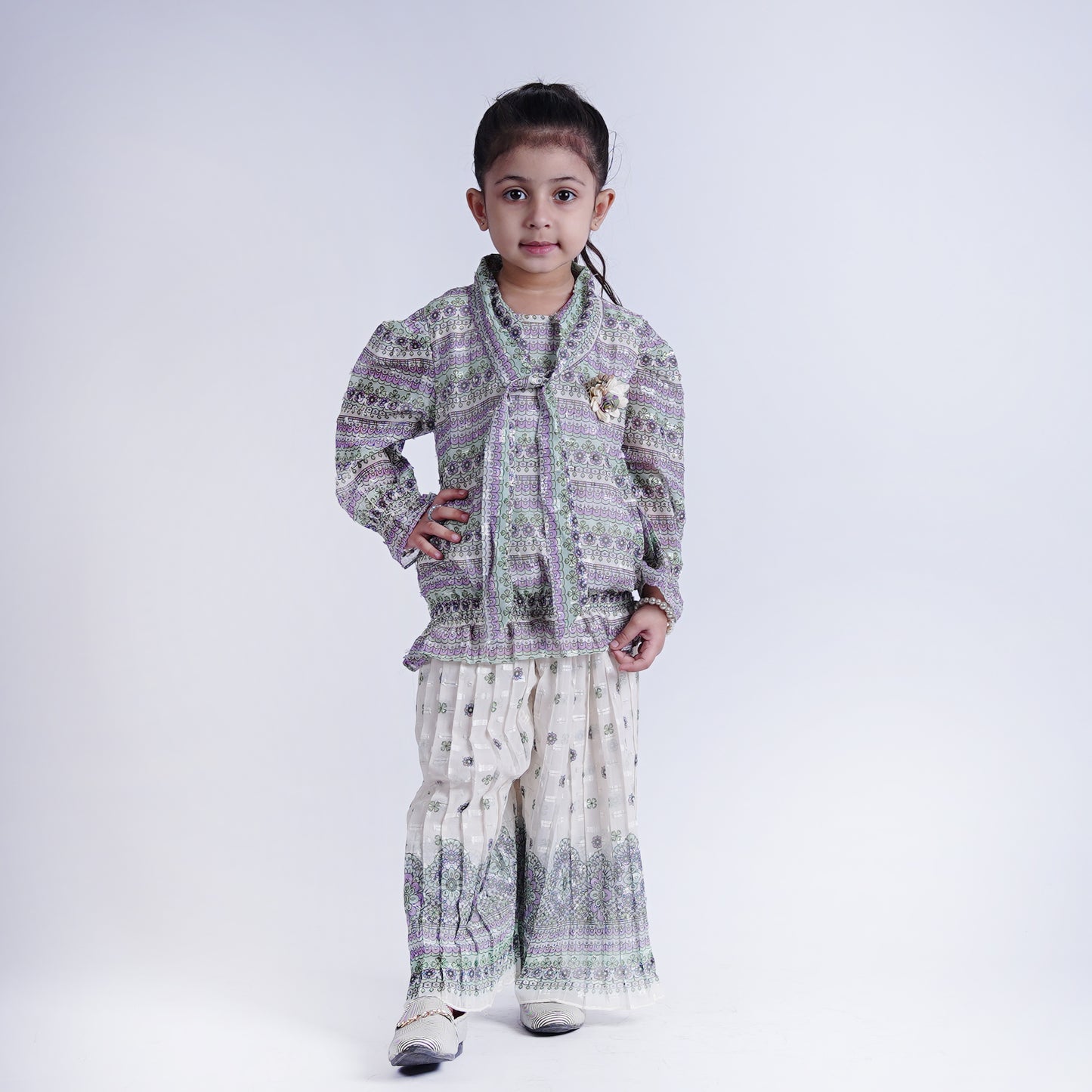 Girls Ajrak Style Top with Ajrak Pajama