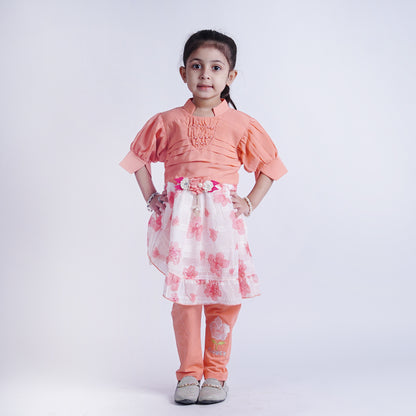 Girls Fancy Frock with Embroided Pajama