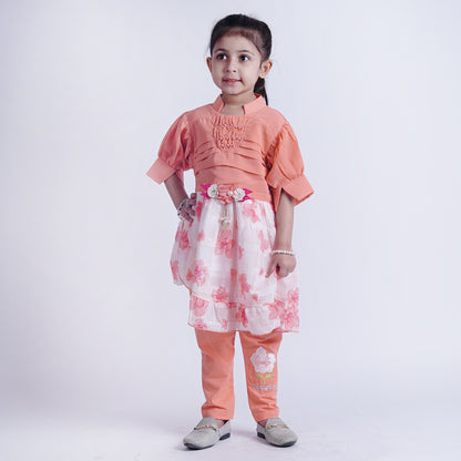 Girls Fancy Frock with Embroided Pajama