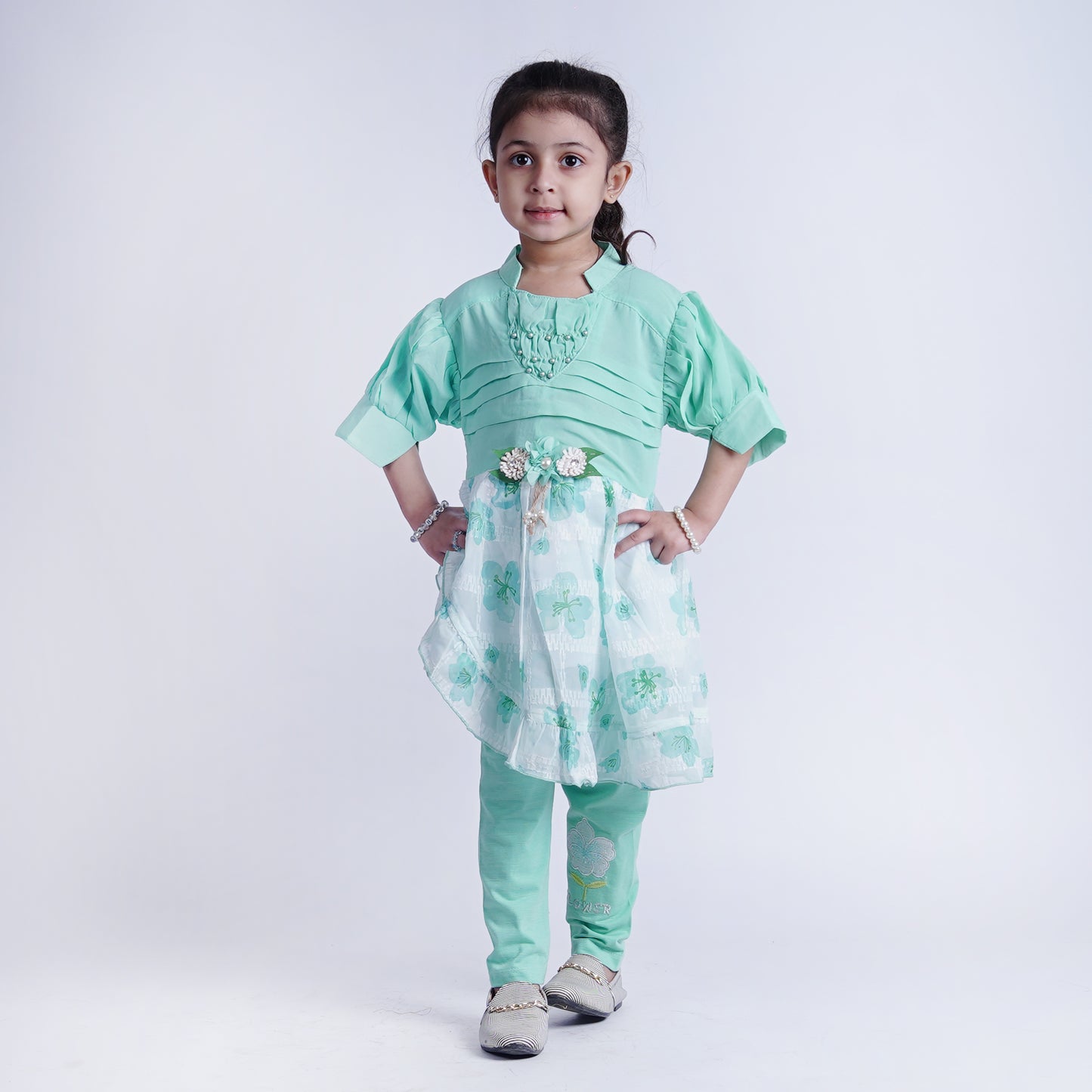 Girls Fancy Frock with Embroided Pajama