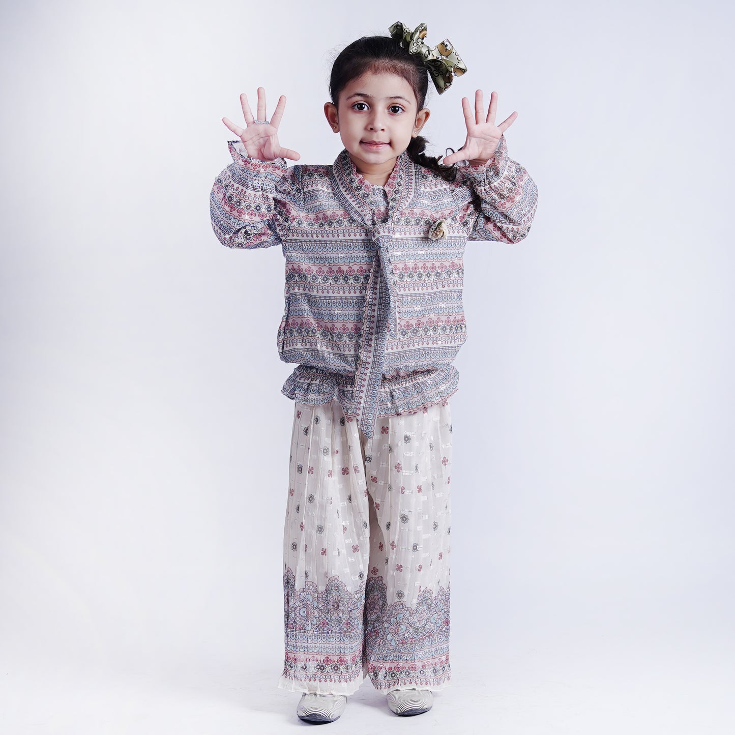 Girls Ajrak Style Top with Ajrak Pajama