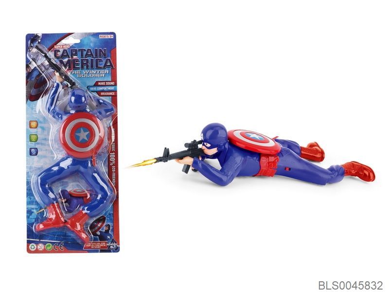 ChulBulay's Battery-Operated Crawling Captain America Toy with Light and Sound for Kids